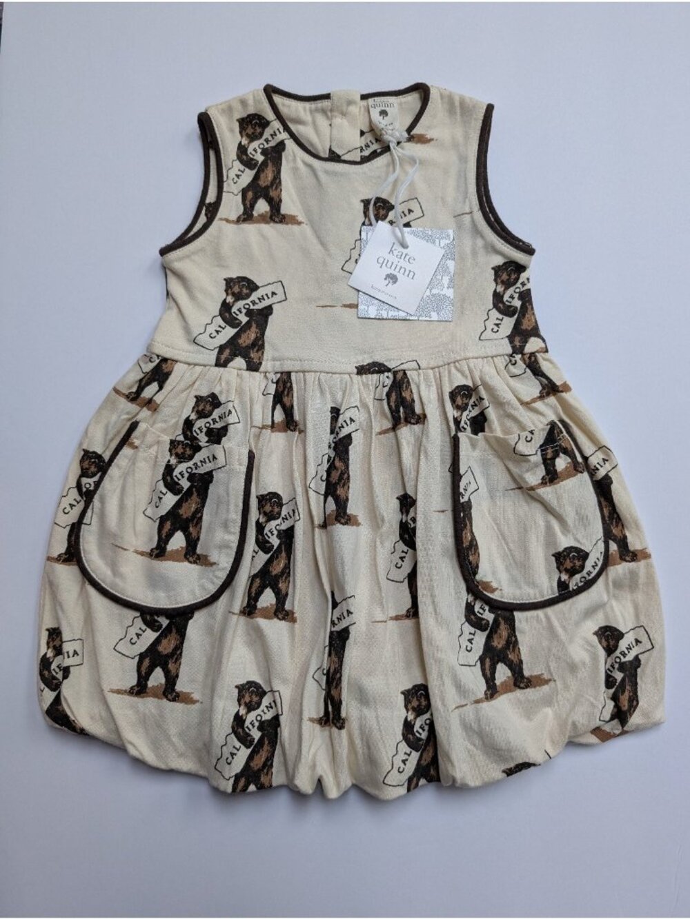 Kate Quinn Organic Cotton California Bear Bubble Pocket Dress 18-24 Months